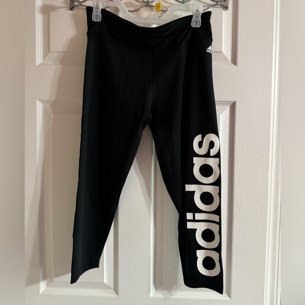 Adidas Climalite Black and White Leggings Streamlined Fit